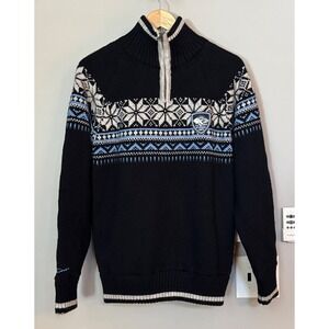 Thor Steinar Nordic Company Sweater Fair Isle Snowflake 1/4 Zip lined Size M